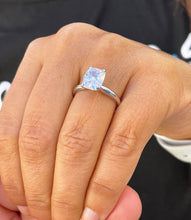 Load image into Gallery viewer, 14K Solid White Gold Cushion Cut Moissanite Engagement Ring Deco, Bridal, Wedding, Anniversary, Four prong, Solitaire 3.50ctw
