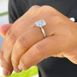 14K Solid White Gold Cushion Cut Forever One Moissanite Engagement Ring Deco, Bridal, Wedding, Anniversary, Four prong, Solitaire 3.50ctw