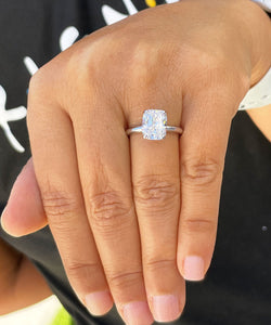 14K Solid White Gold Cushion Cut Forever One Moissanite Engagement Ring Deco, Bridal, Wedding, Anniversary, Four prong, Solitaire 3.50ctw