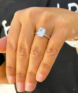 14K Solid White Gold Cushion Cut Forever One Moissanite Engagement Ring Deco, Bridal, Wedding, Anniversary, Four prong, Solitaire 3.50ctw