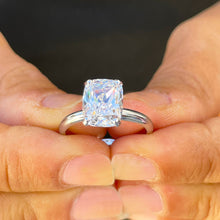 Load image into Gallery viewer, 14K Solid White Gold Cushion Cut Forever One Moissanite Engagement Ring Deco, Bridal, Wedding, Anniversary, Four prong, Solitaire 3.50ctw
