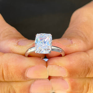 14K Solid White Gold Cushion Cut Forever One Moissanite Engagement Ring Deco, Bridal, Wedding, Anniversary, Four prong, Solitaire 3.50ctw