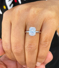 Load image into Gallery viewer, 14K Solid White Gold Cushion Cut Forever One Moissanite Engagement Ring Deco, Bridal, Wedding, Anniversary, Four prong, Solitaire 3.50ctw
