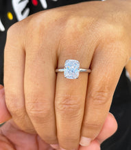 Load image into Gallery viewer, 14K Solid White Gold Cushion Cut Moissanite Engagement Ring Deco, Bridal, Wedding, Anniversary, Four prong, Solitaire 3.50ctw
