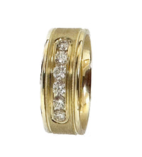 Load image into Gallery viewer, 14K Solid Yellow Gold Round Cut Natural Diamond Men&#39;s Band Channel Set 0.50ctw
