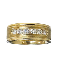 Load image into Gallery viewer, 14K Solid Yellow Gold Round Cut Natural Diamond Men&#39;s Band Channel Set 0.50ctw
