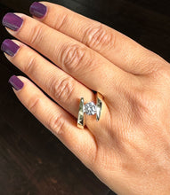 Load image into Gallery viewer, IGI Certified 14k Solid and Heavy Yellow Gold Round Cut Tension Set Diamond Engagement Ring Bridal Wedding Anniversary 1.20ct F-VS2
