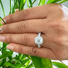 Load image into Gallery viewer, IGI Certified 14k Solid White Gold Cushion And Round Cut Diamond Engagement Ring Bezel Set Style 1.70ctw F-VS2
