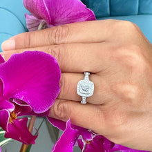 Load image into Gallery viewer, IGI Certified 14k Solid White Gold Cushion And Round Cut Diamond Engagement Ring Bezel Set Style 1.70ctw F-VS2

