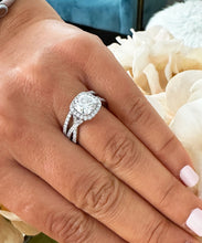 Load image into Gallery viewer, IGI Certified 14k Solid White Gold Cushion Cut and Round Cut Diamond Engagement Ring And Band Halo Bridal Set 2.50ct
