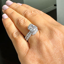 Load image into Gallery viewer, IGI Certified 14k Solid White Gold Radiant and Round Cut Diamond Engagement Ring And Band Bridal Set Halo 4.50ctw
