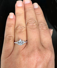 Load image into Gallery viewer, IGI Certified 14k Solid White Gold Pear and Round Cut Diamond Engagement Ring And Band 1.70ct F-VS2
