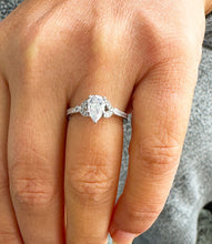 Load image into Gallery viewer, IGI Certified 14k Solid White Gold Pear and Round Cut Diamond Engagement Ring And Band 1.70ct F-VS2
