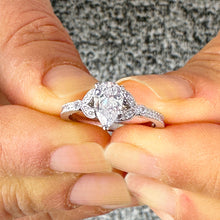 Load image into Gallery viewer, IGI Certified 14k Solid White Gold Pear and Round Cut Diamond Engagement Ring And Band 1.70ct F-VS2
