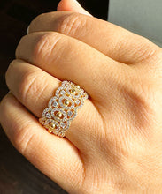 Load image into Gallery viewer, HUGE Eternity Band 12.50mm Ring Anniversary Wedding Engagement Ring Yellow Gold Plated Solid Sterling Silver .925 and 3.0ctw Diamonds
