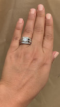 Load and play video in Gallery viewer, A Spectacular Tension Style 14K Solid And Heavy White Gold Round Simulated Diamonds Engagement Ring And Two Bands, Bridal Solitaire 2.50ctw
