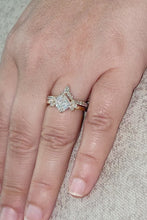 Load and play video in Gallery viewer, 14K Solid Yellow Gold Asscher Cut Moissanite And Pear and Round Cut Natural Diamonds Engagement Ring And Band Set 2.50ctw
