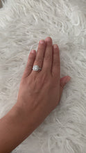 Load and play video in Gallery viewer, 14K Solid White Gold Cushion Cut Forever One Moissanite and Natural Diamond Engagement Ring Soleste Style Double Halo 2.00ctw
