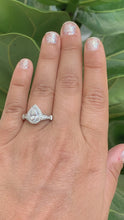 Load and play video in Gallery viewer, 14k Solid White Gold Pear Cut Forever One Moissanite and Natural Diamond Engagement Ring Halo, Bridal, Wedding Deco Antique Style  2.00ctw
