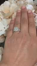 Load and play video in Gallery viewer, Filigree Antique Style 14k Solid White Gold Round Cut Moissanite and Natural Diamond Engagement Ring And Band Bezel Halo 1.70ctw
