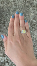 Load and play video in Gallery viewer, Women&#39;s 14k solid white gold Fancy Yellow Cushion simulated and round cut natural diamond engagement ring Halo 4.70ct
