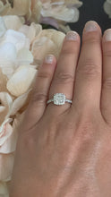Load and play video in Gallery viewer, Women&#39;s 14K White Gold Cushion Cut and Round Cut Diamond Engagement Ring Halo Bridal Wedding Anniversary Natural Diamonds 1.60ct
