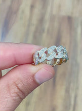 Load and play video in Gallery viewer, Triple Shank Design 14K Solid Yellow Gold Round Cut Simulated Diamond Engagement Ring Bridal Set Wedding Set Halo 4.00ctw
