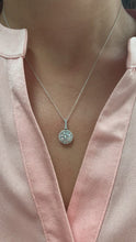 Load and play video in Gallery viewer, Women&#39;s 14k Solid White Gold Moissanite And Natural Diamond, Necklace, Pendent, Bridal Wedding Gift, 1.75ctw Chain Included
