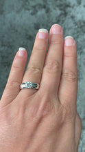 Load and play video in Gallery viewer, 14k solid heavy white gold round cut natural diamond semi bezel engagement ring wedding 0.90ct
