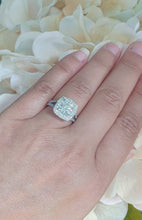 Load and play video in Gallery viewer, 14k Solid White Gold Cushion And Round Cut Natural Diamond Engagement Ring Double Halo, Bridal, Wedding Split Shank 2.50ctw
