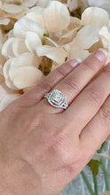 Load and play video in Gallery viewer, Split Shank Double Halo 14K Solid White Gold Princess Cut Forever One Moissanite and Natural Diamond Engagement Ring 1.70ctw
