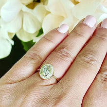 Load and play video in Gallery viewer, 14K Solid Yellow Gold Oval Cut And Round Cut Natural Diamond Engagement Ring Bezel Set, Halo, Bridal 1.20ct
