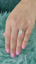 Load and play video in Gallery viewer, 14K Solid Rose Gold Radiant Cut Moissanite And Round Cut Natural Diamonds Engagement Ring, Anniversary, Four prong, Solitaire 4.30ctw
