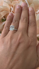 Load and play video in Gallery viewer, 14K Solid White Gold Cushion Cut Moissanite Engagement Ring Deco, Bridal, Wedding, Anniversary, Four prong, Solitaire 4.00ctw
