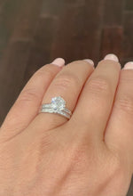 Load and play video in Gallery viewer, 14k White Gold Round Cut Forever One Moissanite and Round Cut Natural Diamond Engagement Ring And Band Bridal Set 1.90ctw
