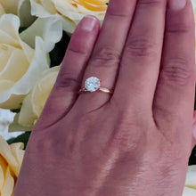 Load and play video in Gallery viewer, 14K Solid Rose Gold Round Cut Moissanite Engagement Ring Deco, Bridal, Wedding, Anniversary, Six prong set, Solitaire 1.20ctw
