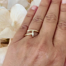 Load and play video in Gallery viewer, Nail 14K Solid White, Yellow, or Rose Gold Round Cut Simulated Diamonds Band, Engagement Ring Wedding Bridal Anniversary 0.10ctw
