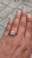 Load and play video in Gallery viewer, 14K Solid Yellow Gold Radiant Cut Forever One Moissanite Engagement Ring And Band, Bridal, Wedding, Four prong, Solitaire 3.50ctw

