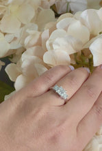 Load and play video in Gallery viewer, 14k Solid White Gold Princess Cut Moissanite Engagement Ring Three Stones Style 2.50ctw
