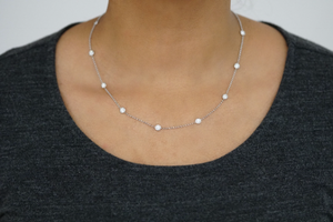14K Solid White Gold Round Cut Moissanite Bezel Set Necklace Pendent Diamonds By The Yard Style 2.00ctw