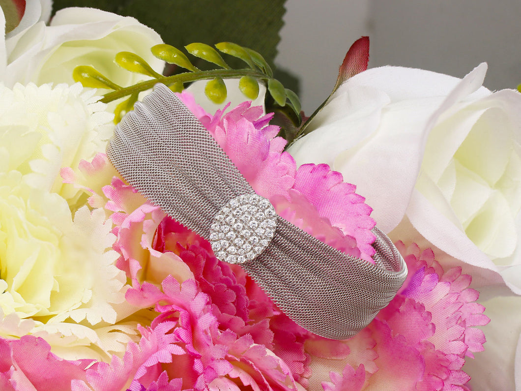 White Gold Rhodium Sterling Silver .925 Elegant Design, Man Made Simulated Diamond, Bracelet, Bangle, Deco, Pave Set, Bridal, Wedding Gift