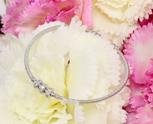 White Gold Rhodium Sterling Silver .925 Stunning Design, Man Made Simulated Diamond, Bracelet, Bangle, Deco, Pave Set, Bridal Wedding Gift
