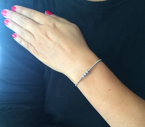 White Gold Rhodium Sterling Silver .925 Stunning Design, Man Made Simulated Diamond, Bracelet, Bangle, Deco, Pave Set, Bridal Wedding Gift