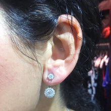 Load image into Gallery viewer, Large 14K White Gold Round Cut Forever One Moissanite Earrings Deco, Bridal, Wedding, Anniversary, gift Studs, Prong set 3.00ctw
