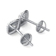 Load image into Gallery viewer, 14K White Gold Round Cut Forever One Moissanite Martini Halo Earrings, Bridal, Wedding, Anniversary, Four prong set, Solitaire 2.50ctw
