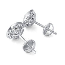 Load image into Gallery viewer, 14K White Gold Round Cut Forever One Moissanite Butterfly Milgrain Bezel Halo Earrings, Bridal, Wedding, Anniversary, Solitaire 2.30ctw

