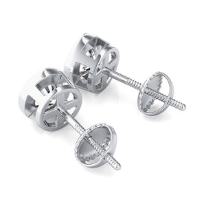 14K White Gold Round Cut Forever One Moissanite Bezel Set Halo Earrings, Bridal, Wedding, Anniversary, Solitaire, Gift 1.00ctw