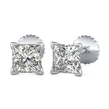 Load image into Gallery viewer, 14K White Gold Princess Cut Forever One Moissanite V Prong Martini Style Earrings, Bridal, Wedding, Anniversary, Solitaire, Gift 0.82ctw
