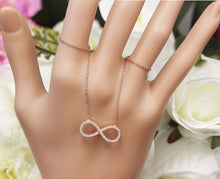 Load image into Gallery viewer, Women&#39;s Infinity Sign Set 14k Rose Gold Round Cut Simulated Diamonds Necklace pendent and chain wedding gift anniversary 0.50ctw
