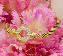 Load image into Gallery viewer, Yellow Rhodium Solid Sterling Silver .925 Classy Design, Man Made Simulated Diamond, Bracelet, Bangle, Deco, Pave Set, Bridal Wedding Gift
